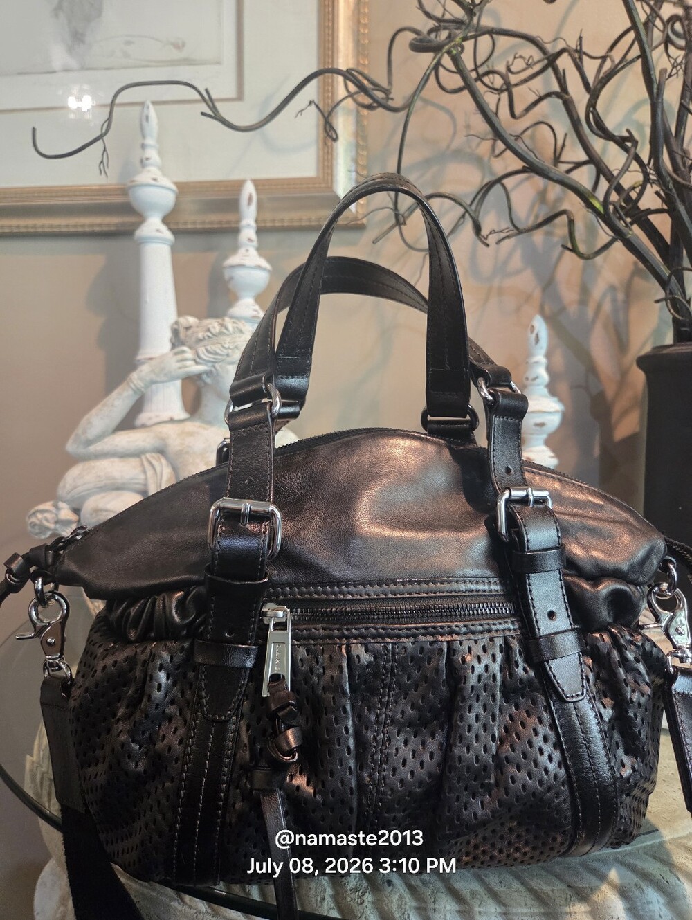 L.A.M.B. Gwen Stefani Leather Satchel Shoulder Crossbody Bag Perforated NWOT 803